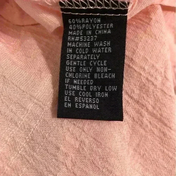 Unique Spectrum Women’s 3X Blouse Peach Gauze Lace Trim Double Bell Sleeves NWT - Picture 8 of 8